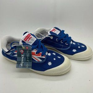 Youth Kids Shoes Dunlop Volleys Navy Flag Print